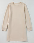 Apricot Textured Long Sleeve Mini Shift Dress