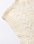 Oatmeal Cable Knit High Neck Sweater Vest