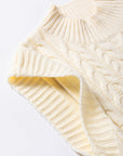 Oatmeal Cable Knit High Neck Sweater Vest