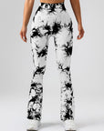 High-Waist Tummy Control Flare Yoga Pants For Women, Tie-Dye Stretch