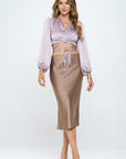 Silky Satin Wrap Crop Top with Tie
