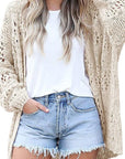 Crochet Dolman Knit Sleeve Cardigan