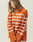 Ribbed Hem Stripe Sweater