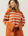 Ribbed Hem Stripe Sweater