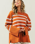 Ribbed Hem Stripe Sweater