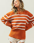 Ribbed Hem Stripe Sweater