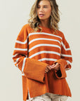 Ribbed Hem Stripe Sweater
