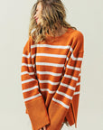 Ribbed Hem Stripe Sweater