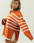 Ribbed Hem Stripe Sweater