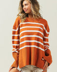 Ribbed Hem Stripe Sweater