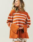 Ribbed Hem Stripe Sweater