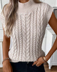 Black Ribbed Trim High Neck Knit Sweater Vest