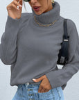 Grey Turtleneck Drop Shoulder Sweater