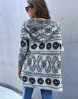light grey floral pattern hooded cardigan