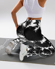 High-Waist Tummy Control Flare Yoga Pants For Women, Tie-Dye Stretch