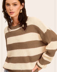 Striped Round Neck Loose Fit Sweater