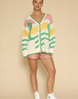 Wavy stripe cactus knit cardigan