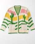 Wavy stripe cactus knit cardigan