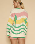 Wavy stripe cactus knit cardigan