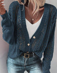 Hollow Knit Drop Shoulder Cardigan
