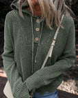 Mineral Wash Ribbed Knit Hooded Sweater