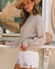 Cable Knit Sleeve Drop Shoulder Sweater