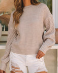 Cable Knit Sleeve Drop Shoulder Sweater