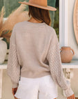 Cable Knit Sleeve Drop Shoulder Sweater