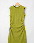 Textured Ruched Side Bodycon Tank Dress