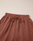 Lace Patchwork Drawstring High Waist Shorts