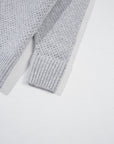Light Grey Oversized V Neck Drop Shoulder Sweater with Eyelet Detail