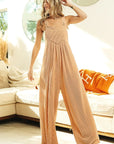 BiBi Rib Textured Wide Leg Overalls