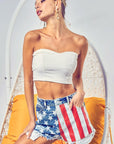 BiBi US Flag Theme Bleached Denim Shorts