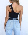 One shoulder drawstring crop top