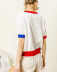 BiBi USA Metallic Letter Color Block Knit Top