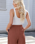 Lace Patchwork Drawstring High Waist Shorts
