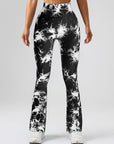 High-Waist Tummy Control Flare Yoga Pants For Women, Tie-Dye Stretch