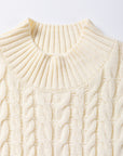 Oatmeal Cable Knit High Neck Sweater Vest