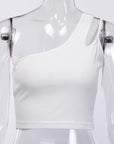 One shoulder drawstring crop top