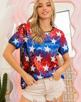 BiBi American Theme Star Pattern Sequin Top