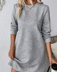Apricot Textured Long Sleeve Mini Shift Dress