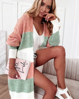 Green Colorblock Stripe Open-Front Cardigan
