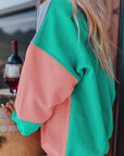 Blossom Colorblock Patchwork Drop Shoulder Sweatshirt
