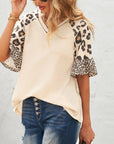 Womens Leopard Print Sleeve Top