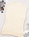 Oatmeal Cable Knit High Neck Sweater Vest