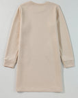 Apricot Textured Long Sleeve Mini Shift Dress
