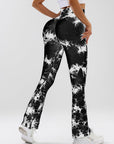 High-Waist Tummy Control Flare Yoga Pants For Women, Tie-Dye Stretch