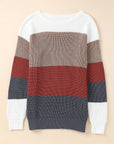 Colorblock Stripe Round Neck Pullover Sweater