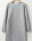 Apricot Textured Long Sleeve Mini Shift Dress