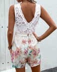 Lace Printed V-Neck Sleeveless Romper